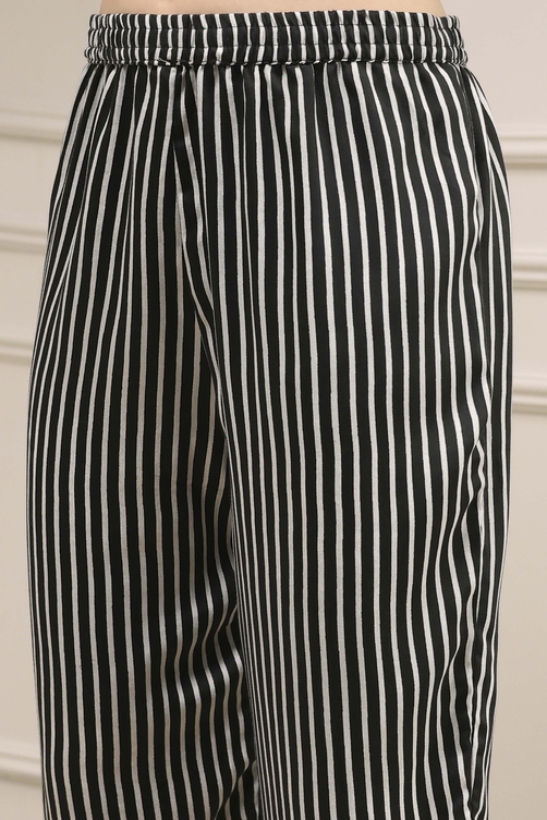 Black Modal Solid Kaftan Fusion Kurta Set